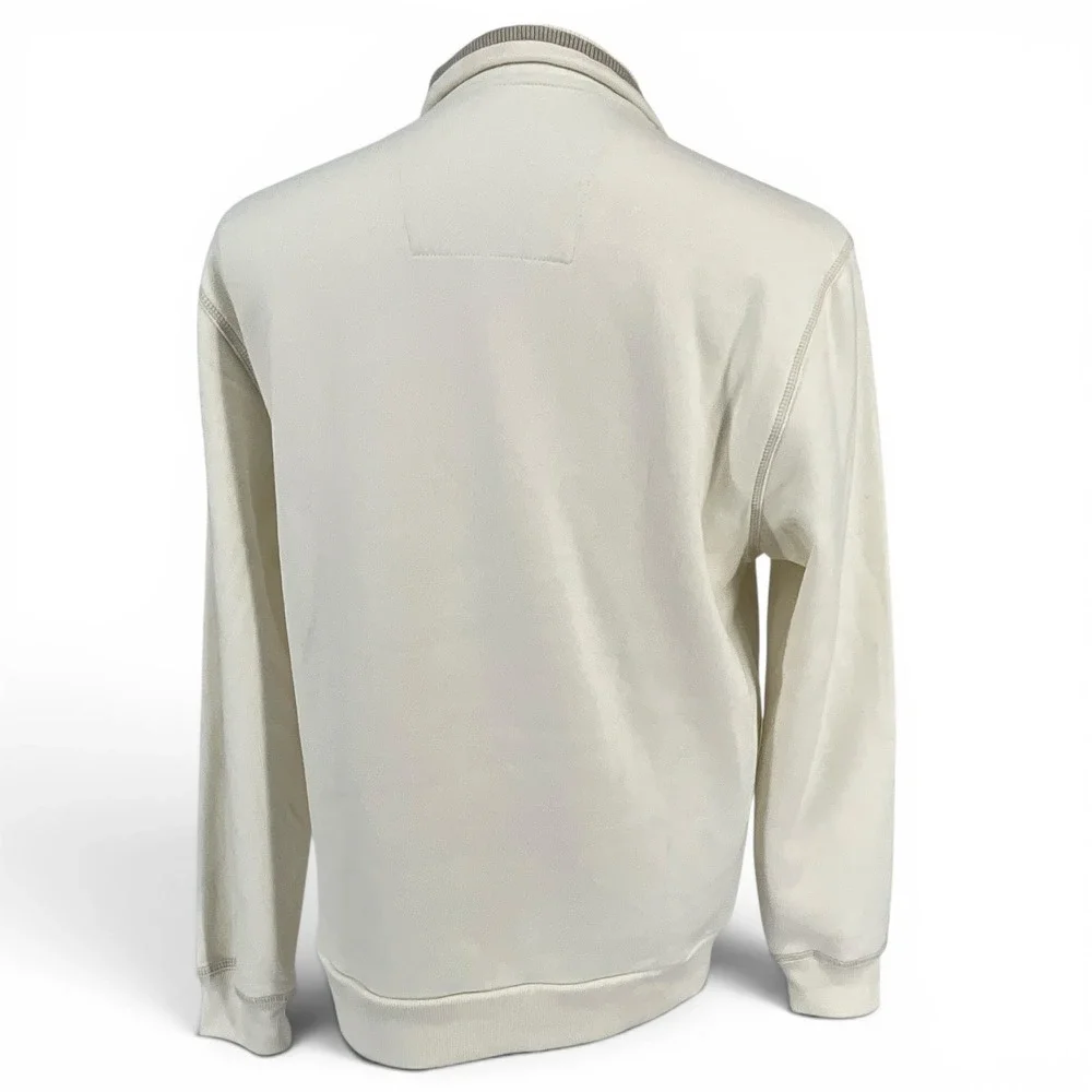 Arrow Mens Quarter Zip Pullover Sweatshirt‎ Cream Off White Small Mock Neck